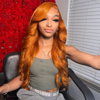 Hot Star Ginger Orange Colored 13x6 Lace Front Human Hair Wigs