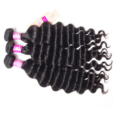 Hot Star Loose Deep Wave Human Hair 3 Bundles With 5x5 Closure 100% Remy Human Hair