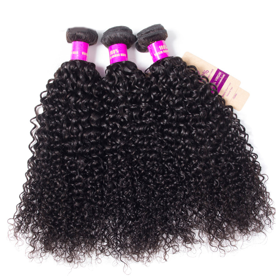 Hot Star Jerry Curly Human Hair 3 Bundles With 5x5 Closure 100% Remy Human Hair