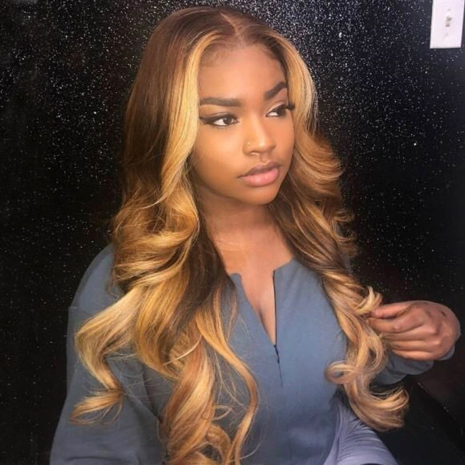 Hot Star HD Lace Highlight Blonde Colored Human Hair Wigs Glueless Wigs