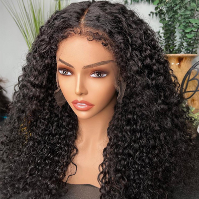 4C Edges Kinky Hairline Glueless Jerry Curly 13x6 Lace Human Hair Wigs