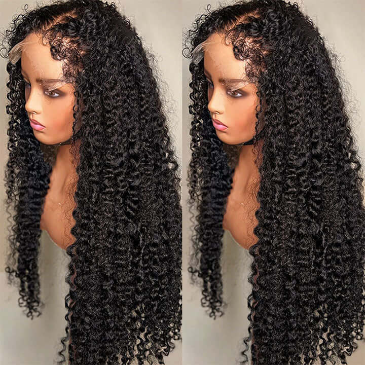 4C Edges Kinky Hairline Glueless Kinky Curly 13x6 Lace Human Hair Wigs