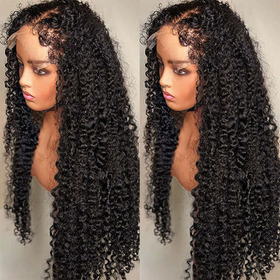 4C Edges Kinky Hairline Glueless Kinky Curly 13x6 Lace Human Hair Wigs