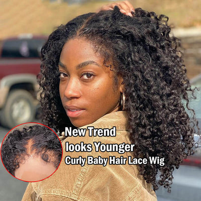 4C Edges Kinky Hairline Glueless Kinky Curly 13x6 Lace Human Hair Wigs
