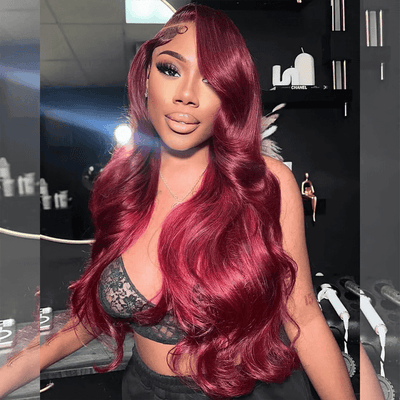 SUPER DEAL ! Hot Star 99j Burgundy Colored 13x6 Lace Front Wig 6x4 Glueless Lace Ready To Go Human Hair Wigs