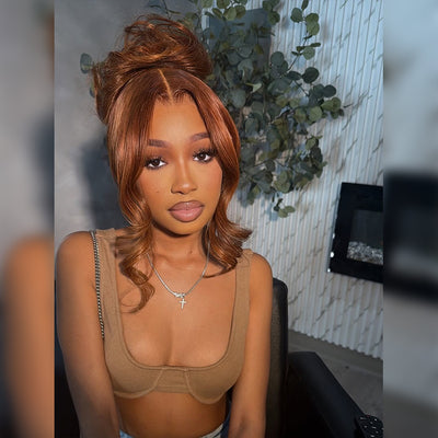 Hot Star Copper Mixed Brown Colored 13x6 Lce Front Wig 6x5 Glueless Ready To Go Human Hair Wigs Body Wave