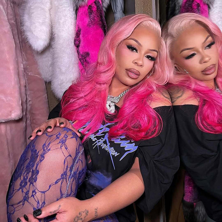 Hot Star Top 10A Ombre Pink With Rose Red Colored 250% Density 13x6 Lace Front Human Hair Wigs