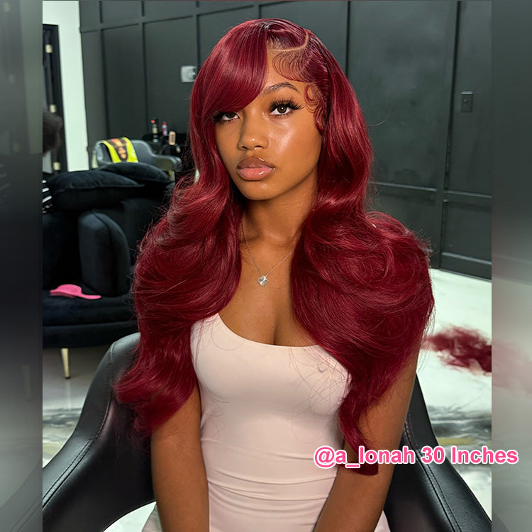 SUPER DEAL ! Hot Star 99j Burgundy Colored 13x6 Lace Front Wig 6x4 Glueless Lace Ready To Go Human Hair Wigs