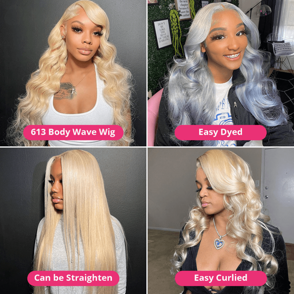Hot Star HD Transparent 13x4 13x6 613 Blonde Lace Front Human Hair Frontal Wigs Body Wave
