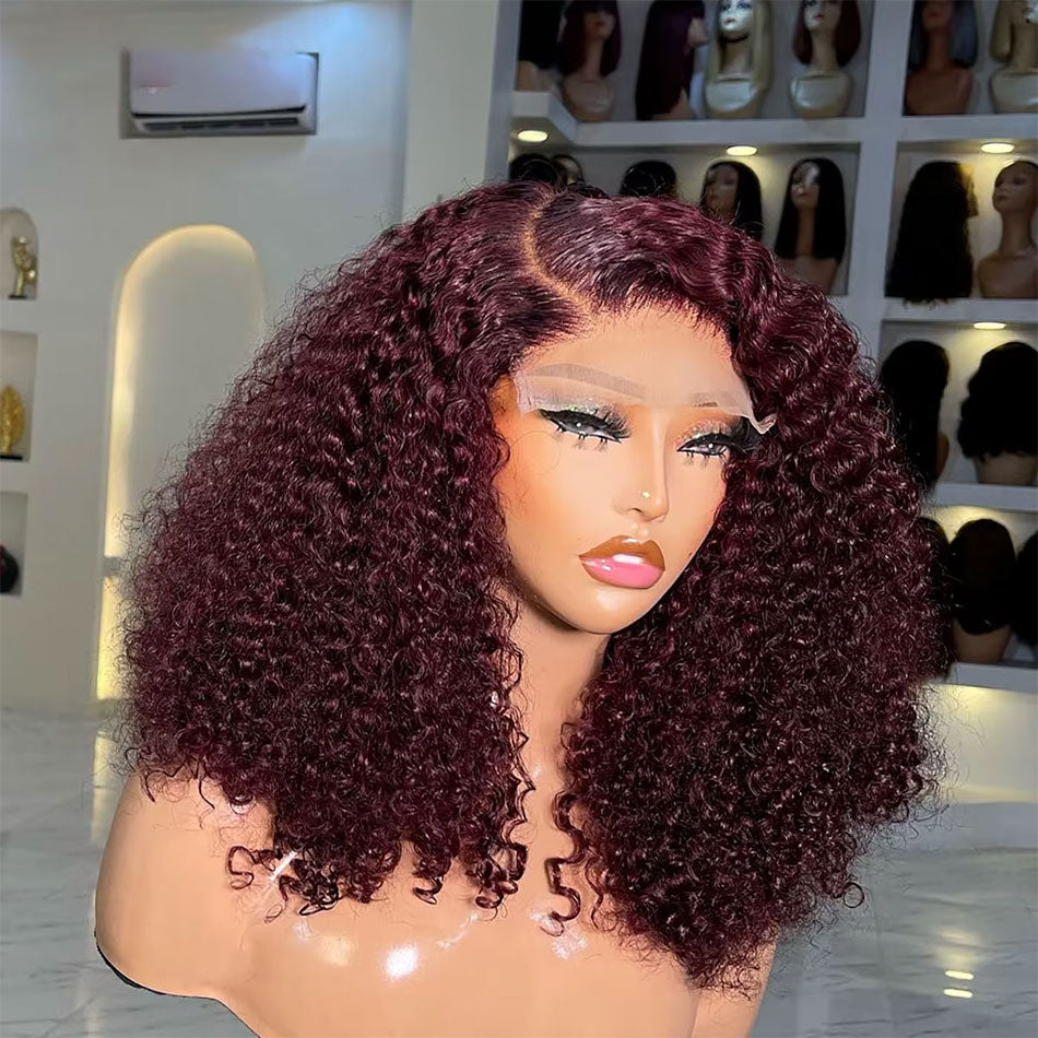 Hot Star 250% Density Double Drawn Wine Plum Colored 6x5 Glueless 5x5 13x6 Lace Front Human Hair Wigs