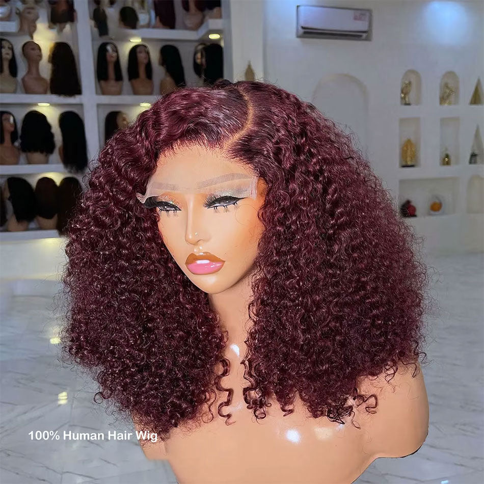 Hot Star 250% Density Double Drawn Wine Plum Colored 6x5 Glueless 5x5 13x6 Lace Front Human Hair Wigs