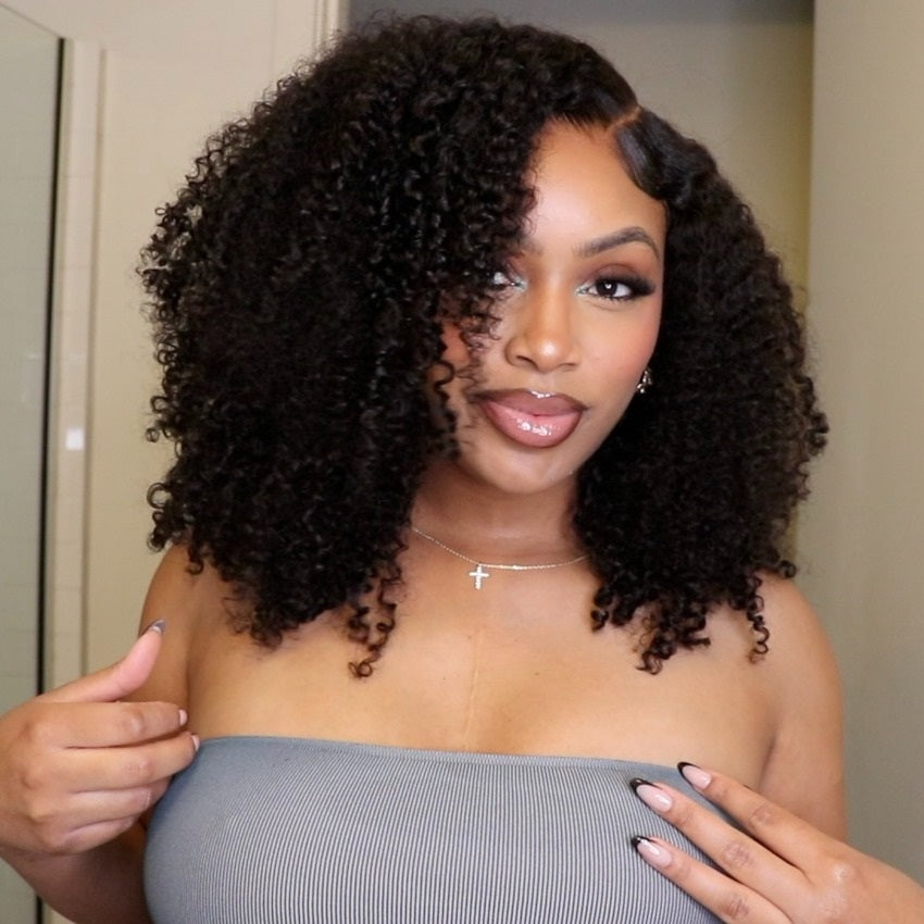 Hot Star Pre Plucked 6x4 9x6 Glueless Lace Closure Wig Kinky Curly Ready To Wear Human Hair Wigs