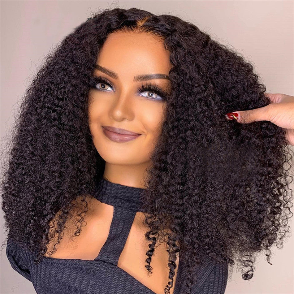 SUPER DEAL ! Hot Star Summer Style 6x5 HD Lace Glueless Kinky Curly Human Hair Wig 20 Inches