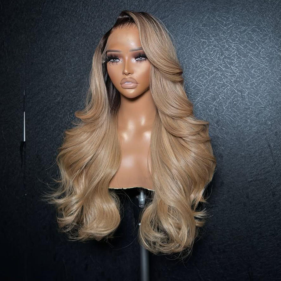 Hot Star Top 10A 250% Density Ombre Ash Blonde 13x6 Lace Front Human Hair Wig Body Wave