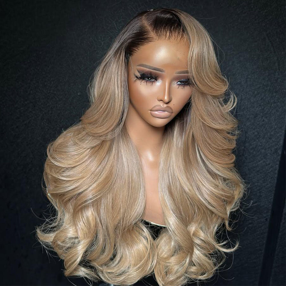 Hot Star Top 10A 250% Density Ombre Ash Blonde 13x6 Lace Front Human Hair Wig Body Wave