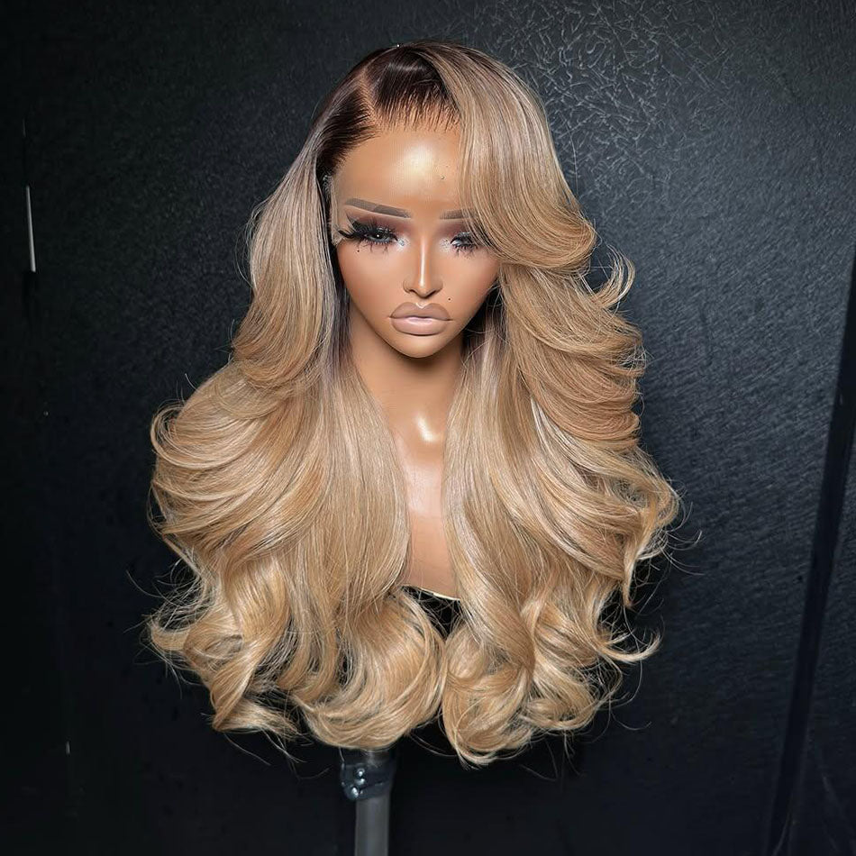 Hot Star Top 10A 250% Density Ombre Ash Blonde 13x6 Lace Front Human Hair Wig Body Wave