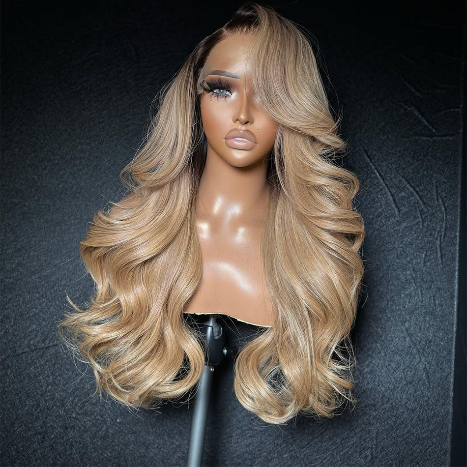 Hot Star Top 10A 250% Density Ombre Ash Blonde 13x6 Lace Front Human Hair Wig Body Wave