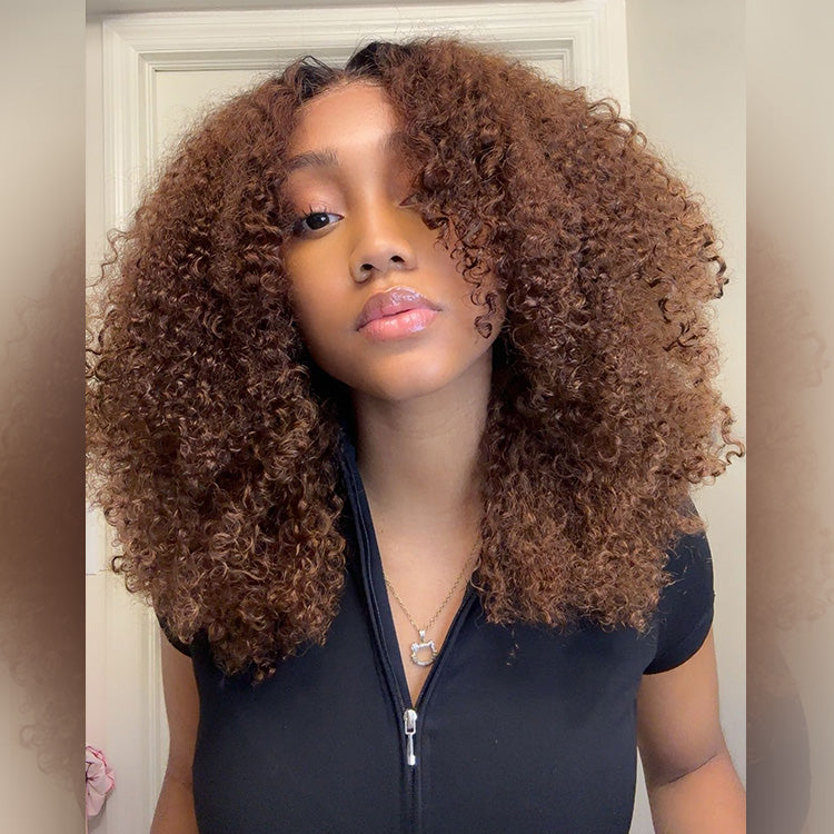 SUPER DEAL ! Hot Star Summer Style 6x5 HD Lace Glueless Kinky Curly Human Hair Wig 20 Inches