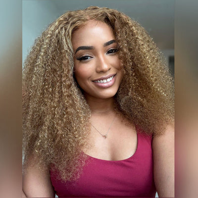 SUPER DEAL ! Hot Star Summer Style 6x5 HD Lace Glueless Kinky Curly Human Hair Wig 20 Inches