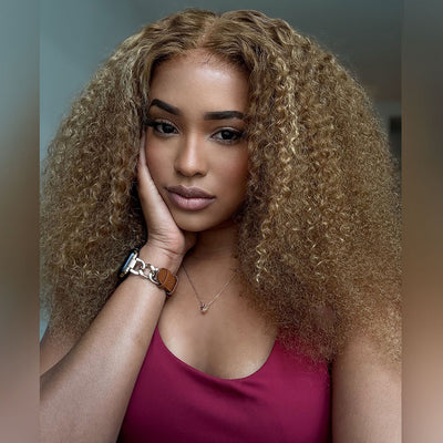 SUPER DEAL ! Hot Star Summer Style 6x5 HD Lace Glueless Kinky Curly Human Hair Wig 20 Inches