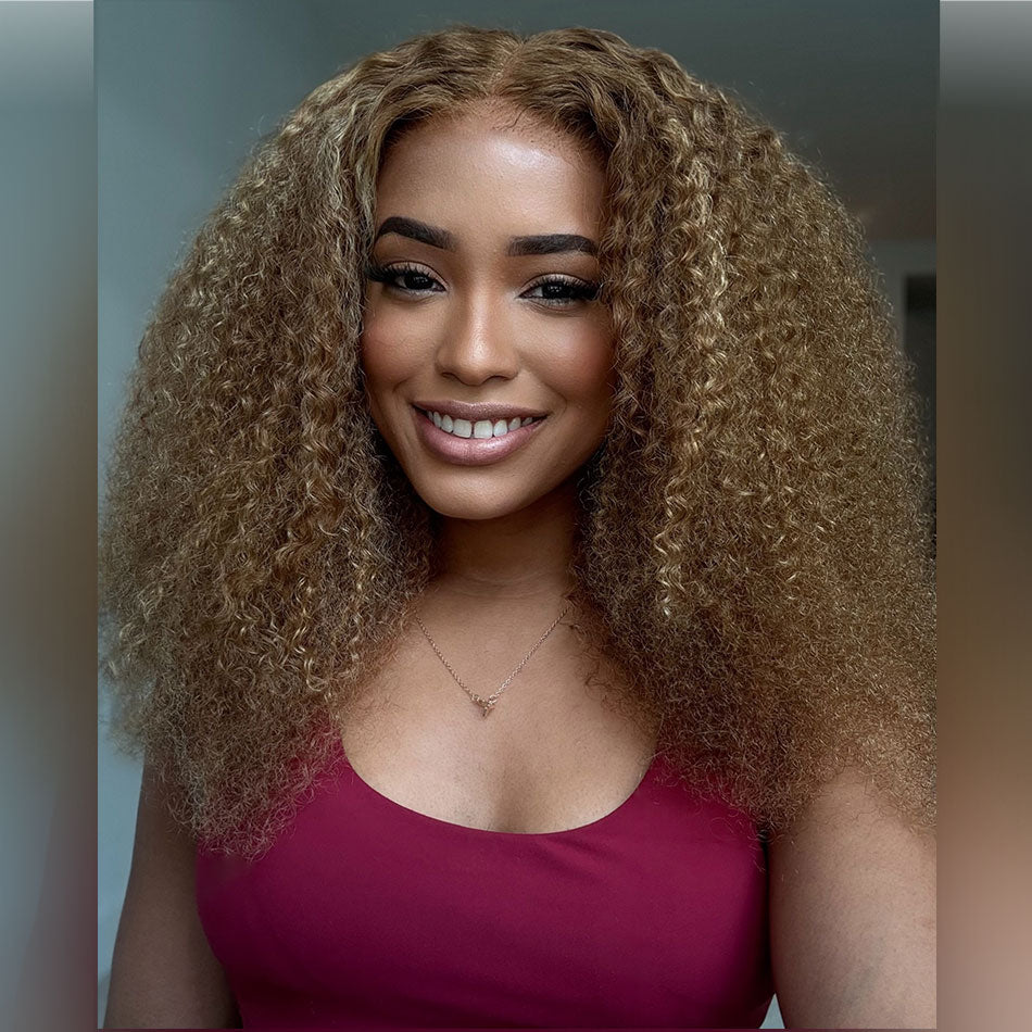 SUPER DEAL ! Hot Star Summer Style 6x5 HD Lace Glueless Kinky Curly Human Hair Wig 20 Inches