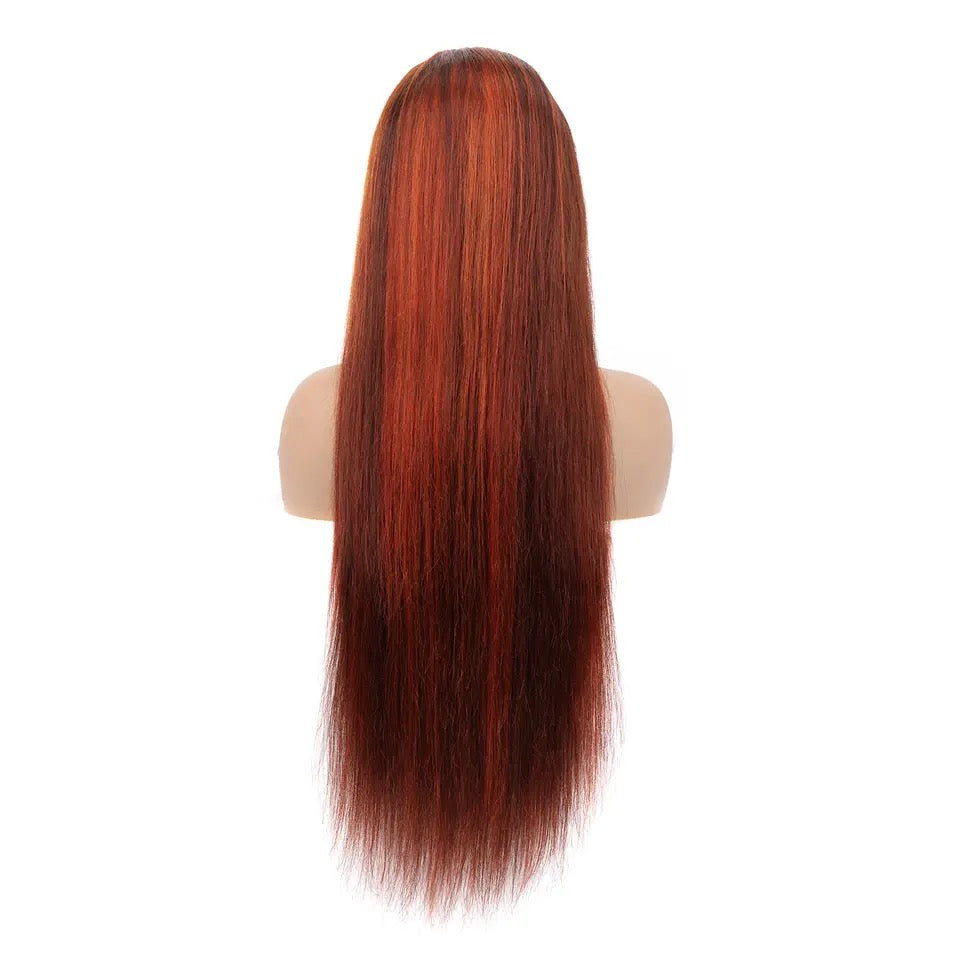 Hot Star HD Transparent Balayage Ginger Orange With Chocolate Brown Colored 13x6 Lace Front Human Hair Wig