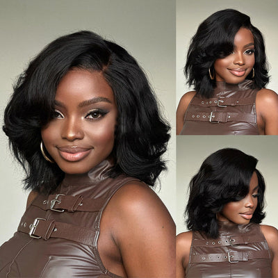 Hot Star 210% Density Chic Elegant Full Short Wavy Human Hair Wigs
