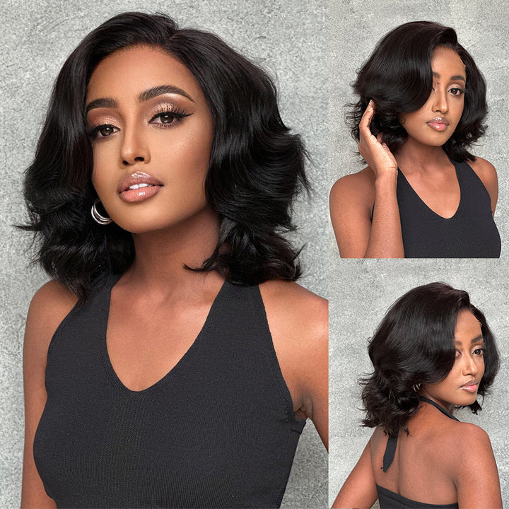 Hot Star 210% Density Chic Elegant Full Short Wavy Human Hair Wigs