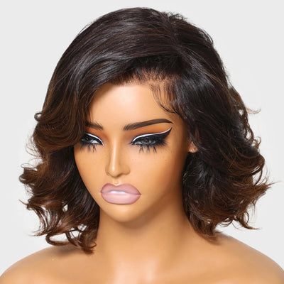 Hot Star 210% Density Chic Elegant Full Short Wavy Human Hair Wigs