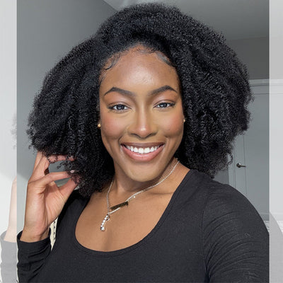 Hot Star Afro Kinky Curly 3 In 1 Half Wig ( Can be weared in half wig / headband wig / ponytail )