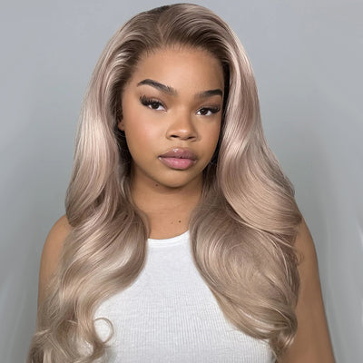Hot Star Top 10A 250% Density Ash Blonde Colored 13x6 Lace Front Human Hair Wigs With Dark Roots