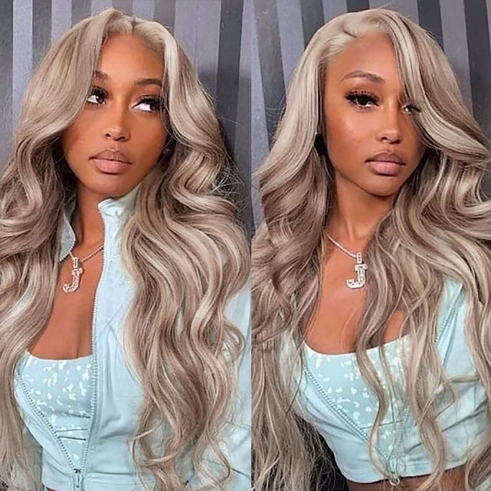 Hot Star 210% Density Ash Blonde Colored HD Transparent 13x4 13x6 Lace Front Human Hair Wig