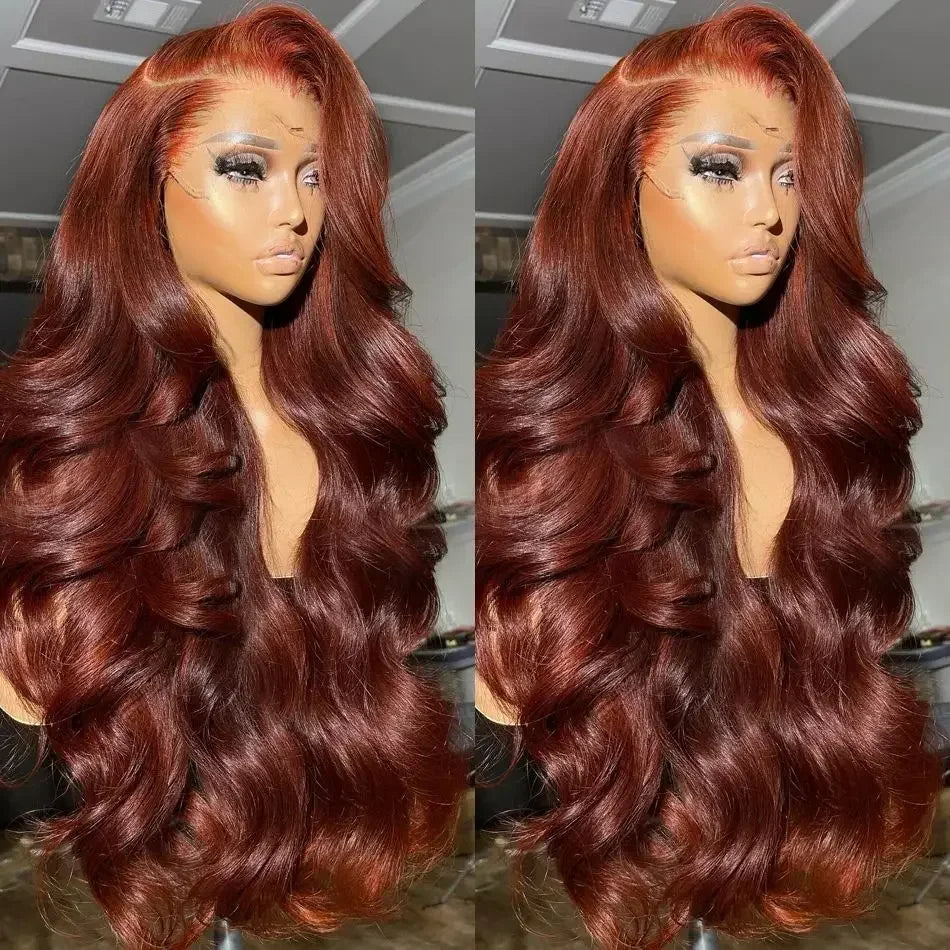 Hot Star Reddish Brown Colored 5x5 13x4 13x6 Lace Front Closure Wig 6x5 Glueless Ready To Wear Human Hair Wig Body Wave