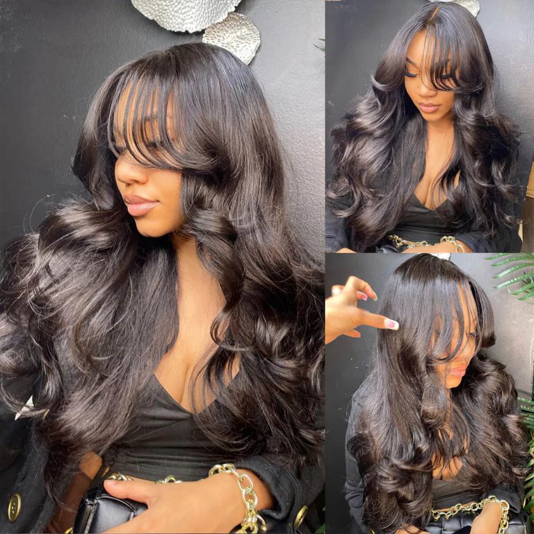 Hot Star 210% Density Curtain Bangs HD Transparent 5x5 13x6 Lace Front Wig 6x4 Glueless Ready Go Human Hair Wigs Body Wave