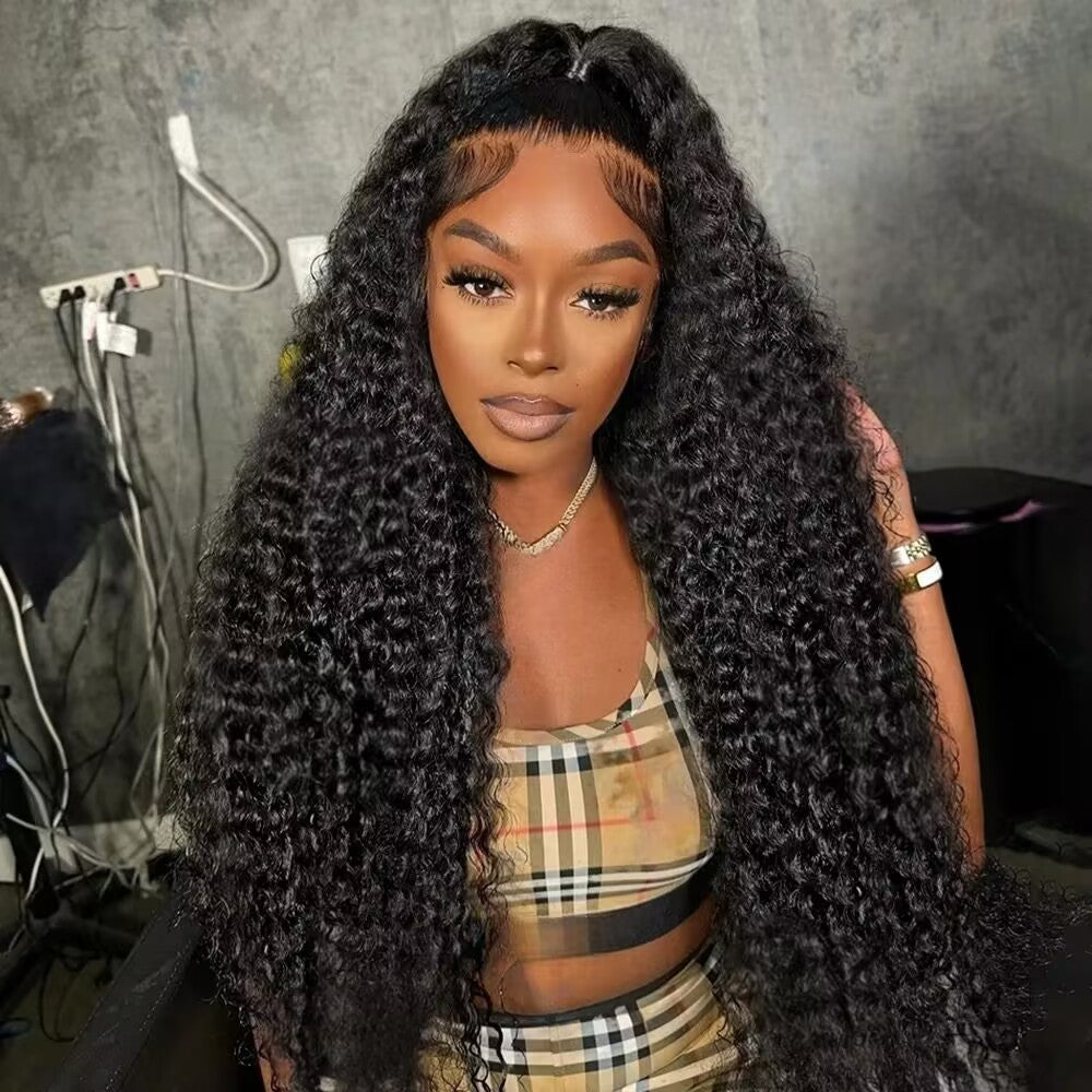 [2 Wigs 13x6 Lace]Natural Black Curly +Natural Black Body Wave 13x6 Lace Front Human Hair Wig