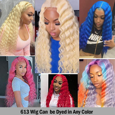 Hot Star 180% Density Blonde 613 Colored HD Transparent 13x4 13x6 Lace Front Human Hair Wigs Brazilian Deep Wave
