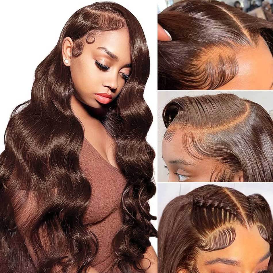 Hot Star Premium 10A 210% Density Chocolate Brown Colored 13x6 Lce Front Wig 6x5 Glueless Ready To Go Human Hair Wigs
