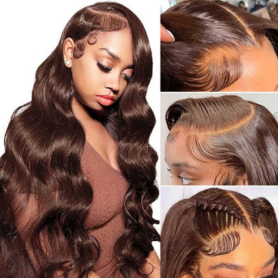Hot Star Premium 10A 210% Density Chocolate Brown Colored 13x6 Lce Front Wig 6x5 Glueless Ready To Go Human Hair Wigs