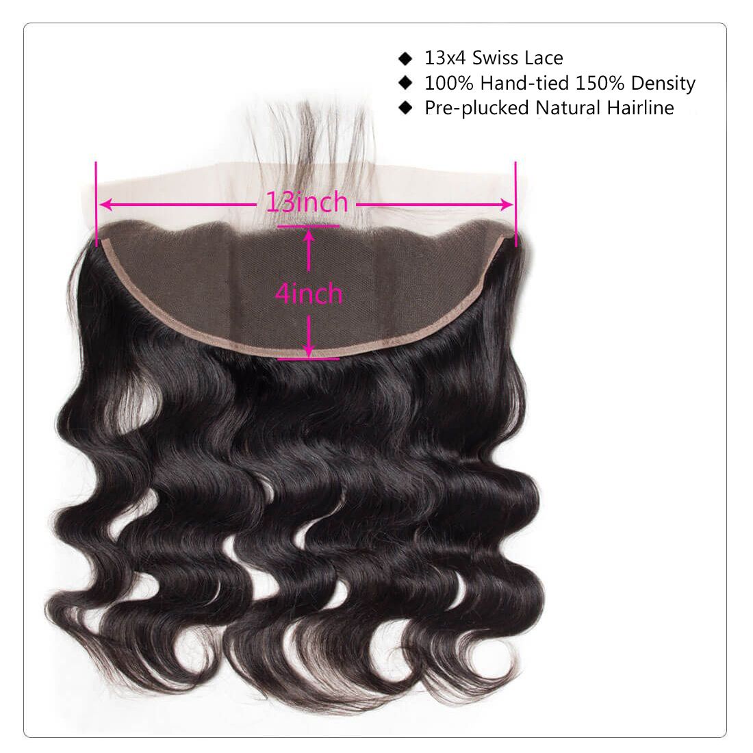 Hot Star Body Wave Human Hair 3 Bundles With 13x4 Full Frontal Lace 100% Remy Human Hair