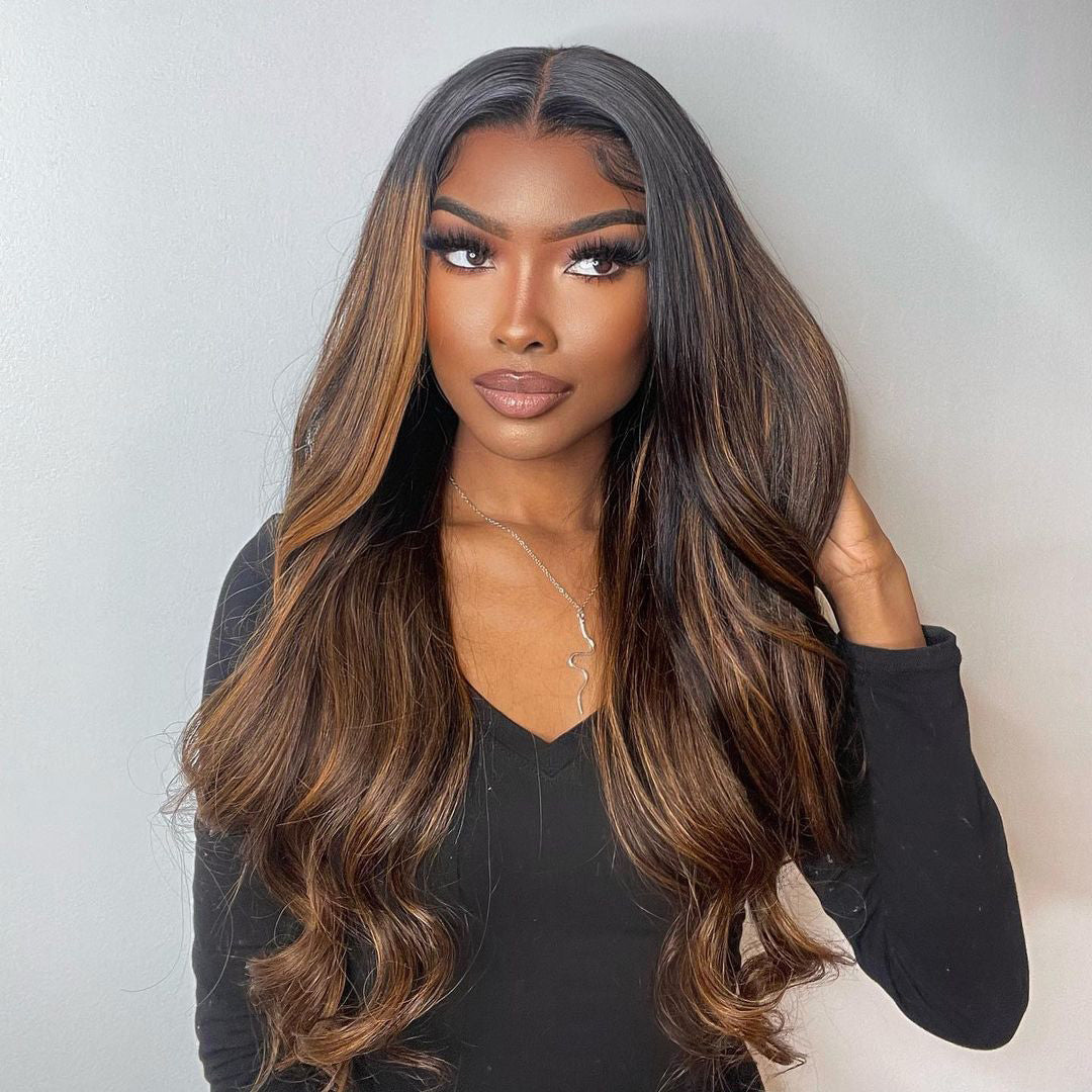 Hot Star Black Roots P1B/30 Colored 13x6 Lace Pre Cut Lace 6x5 Gueless Human Hair Wigs Body Wave