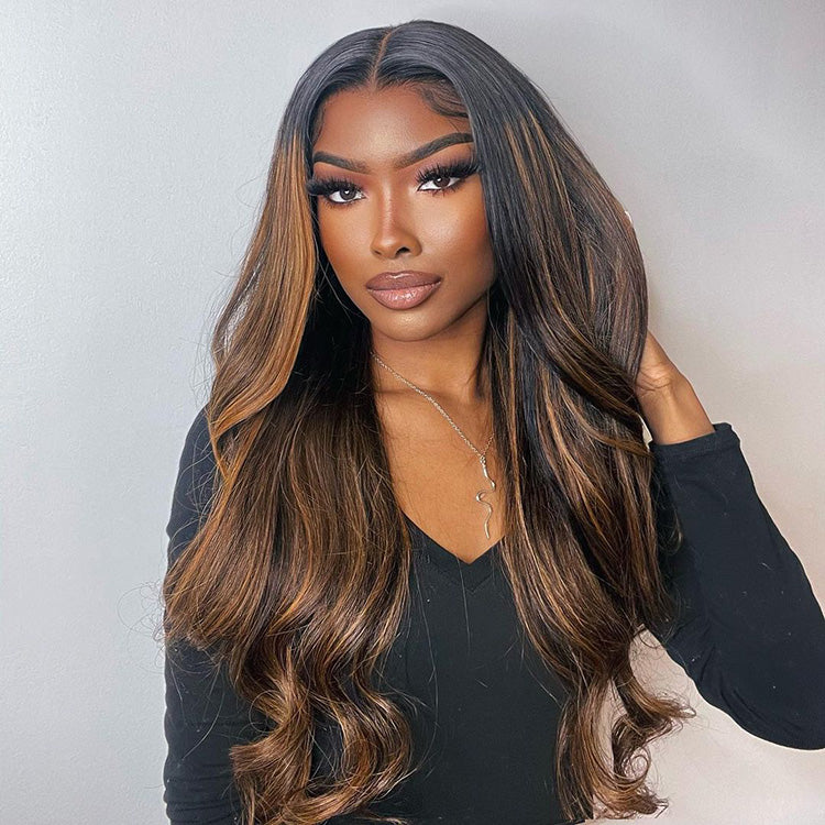 Hot Star Black Roots P1B/30 Colored 13x6 Lace Pre Cut Lace 6x5 Gueless Human Hair Wigs Body Wave