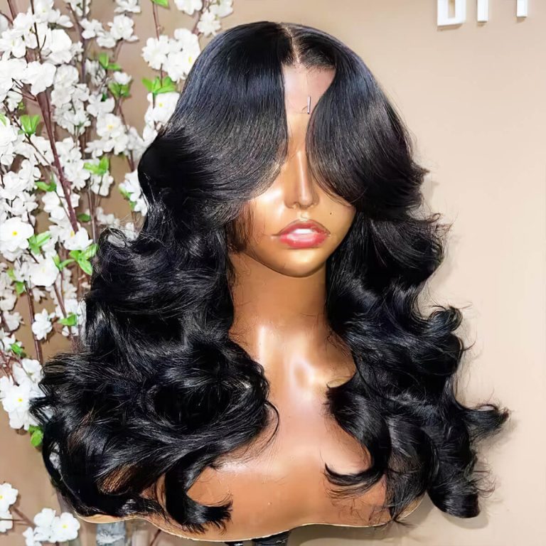 Hot Star Double Drawn Curtain Bangs HD Transparent 13x6 Lace Front Wig 6x5 Glueless Ready Go Human Hair Wigs Body Wave