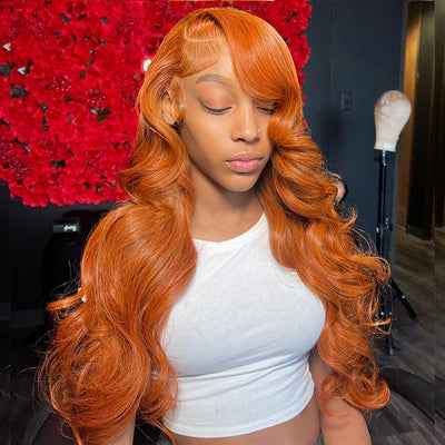 Hot Star Ginger Orange Colored 13x6 Lace Front Human Hair Wigs