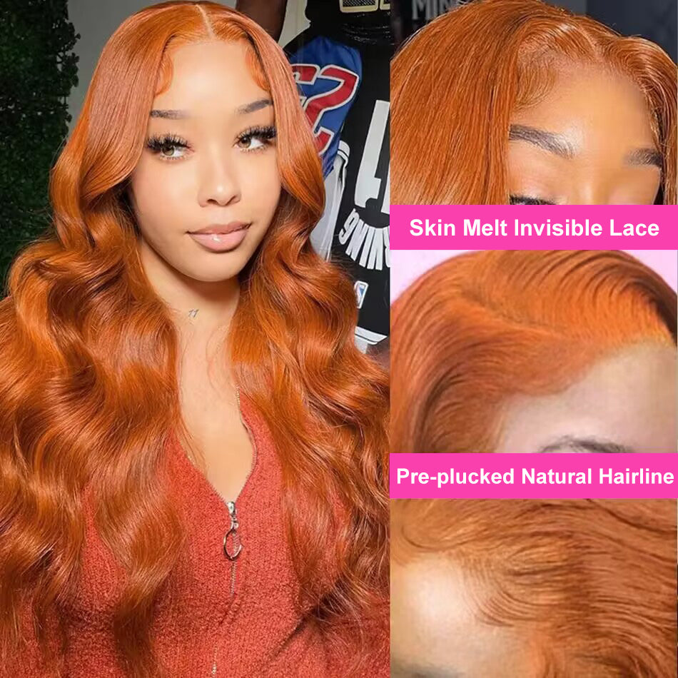 Super Deal ! Hot Star Ginger Orange Colored 13x6 Lace Front Human Hair Wigs