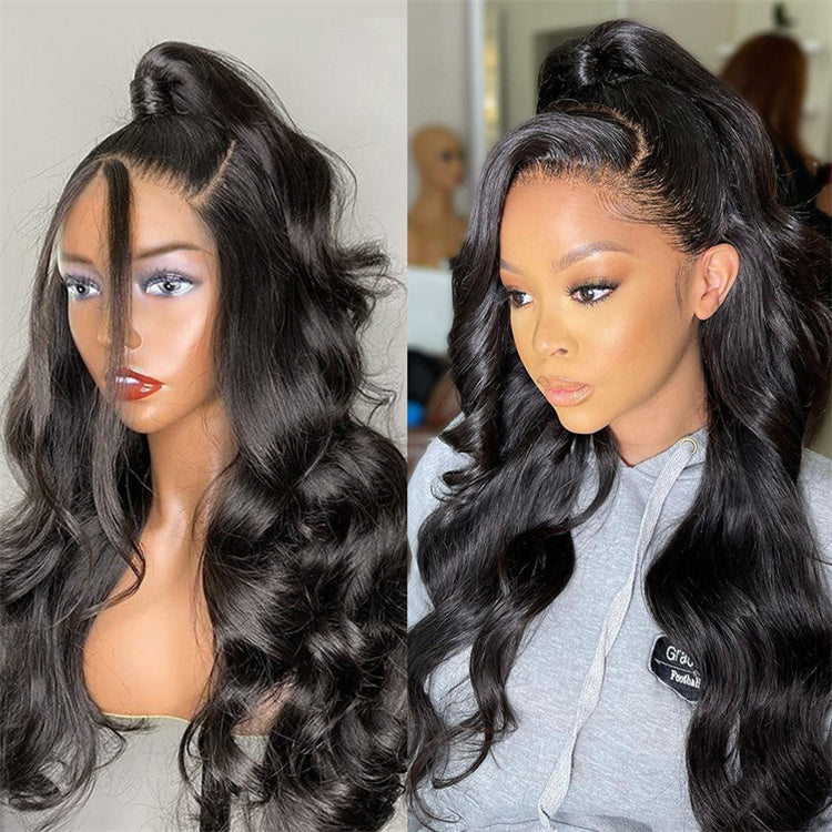 [2 Wigs 13x6 Lace]Natural Black Colored +Natural Black Colored 13x6 Lace Front Human Hair Wig