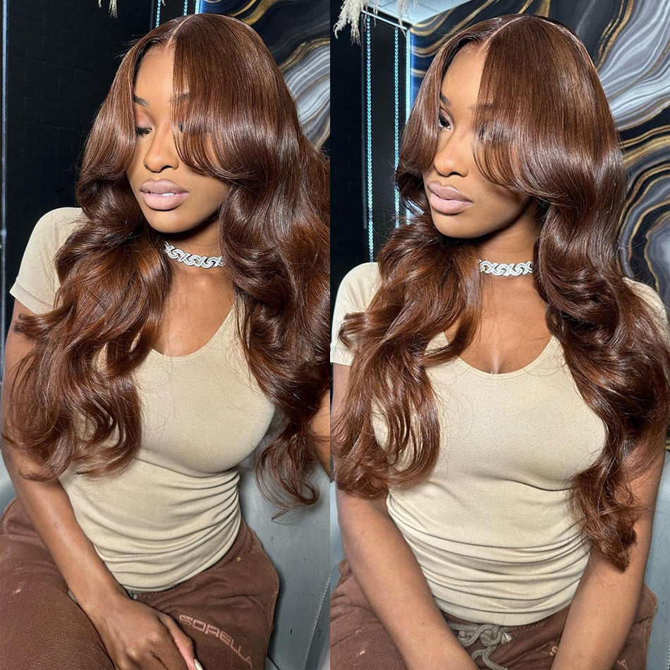 Hot Star Premium 10A 210% Density Chocolate Brown Colored 13x6 Lce Front Wig 6x5 Glueless Ready To Go Human Hair Wigs