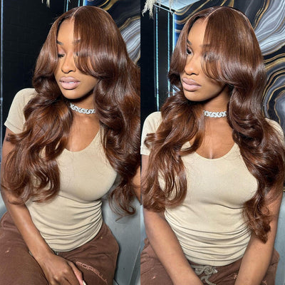 Hot Star Premium 10A 210% Density Chocolate Brown Colored 13x6 Lce Front Wig 6x5 Glueless Ready To Go Human Hair Wigs