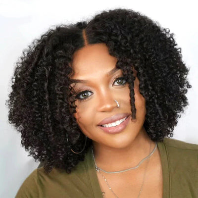 Hot Star Coily Curly Glueless Lace Human Hair Wigs Ready To Wear