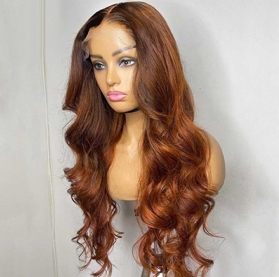 Hot Star Copper Brown Colored 5x5 13x6 Lce Front Closure Wig 4x6 Glueless Ready To Go Human Hair Wigs Body Wave