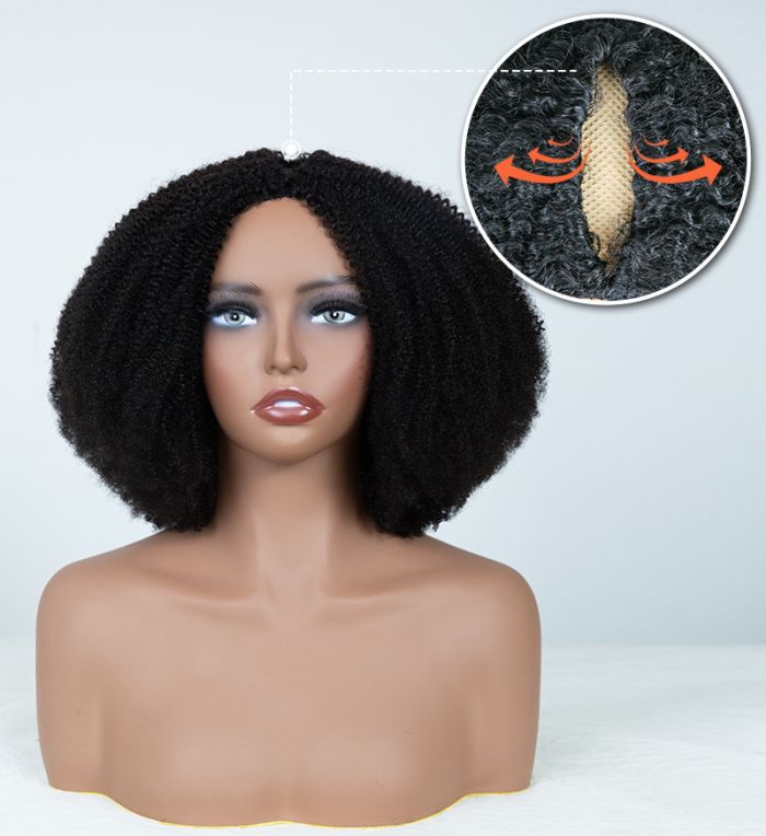 Hot Star Afro Kinky Curly Seamless V-Part Wig